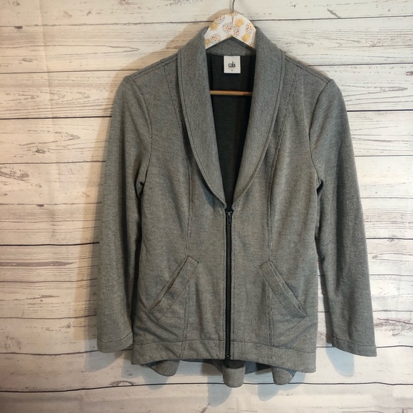 CAbi 5300 Drop Off Gray Striped zip jacket - Picture 3 of 7